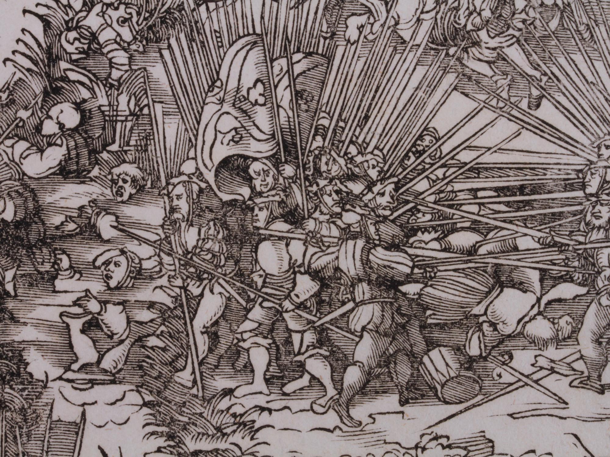 ANTIQUE WOODCUT MEDIEVAL BATTLE BY LEONHARD BECK PIC-2